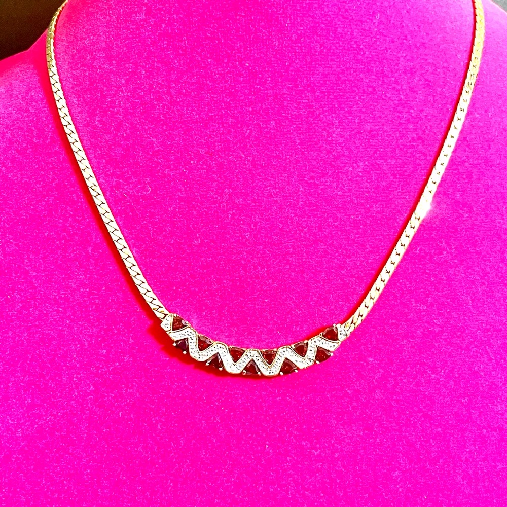 14k hge Garnet & Diamond Necklace